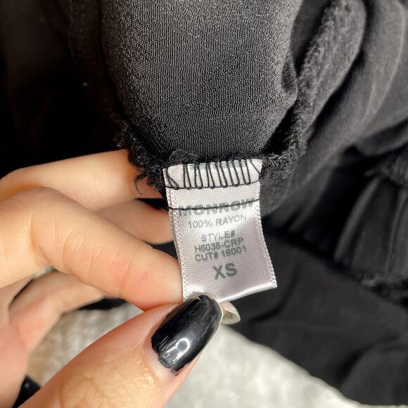 MONROW Black Hidden Button Up Jumpsuit Pantsuit Longsleeve Extra Small XS Jogger - Picture 4 of 8
